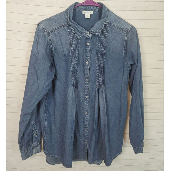 Sundance Larkes Tune Chambray Long Sleeve Button Up, sz Medium - Picture 1 of 10